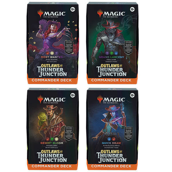 mtg d&d commander decks Outlaws of Thunder Junction Commander Deck Display (4 Decks)