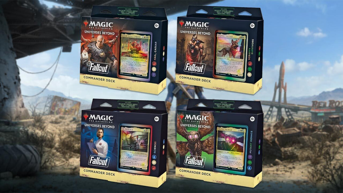 fallout commander decks mtg Fallout Commander Deck Display [4 Decks] PIP